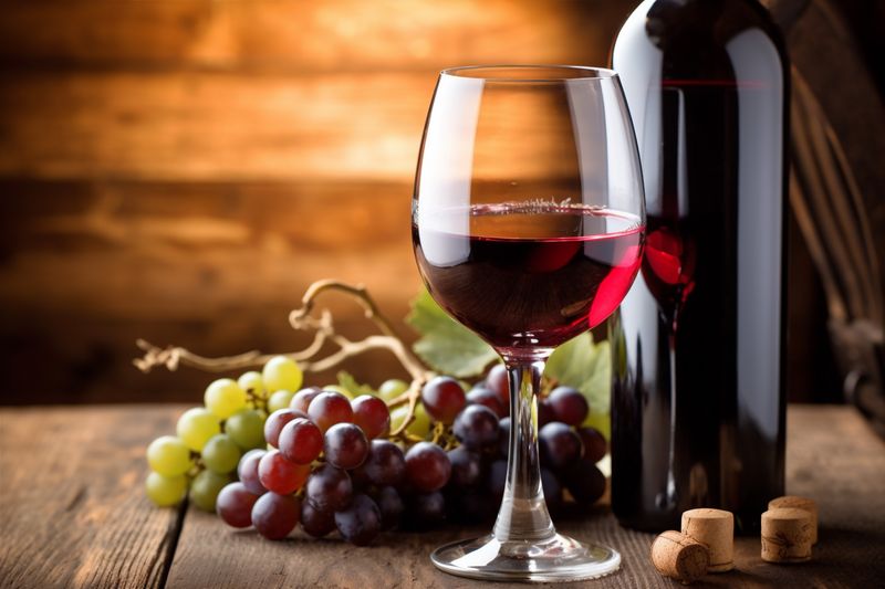 beverage wineglass alcohol food wine bottle drink background winery grape glass. Generative AI.