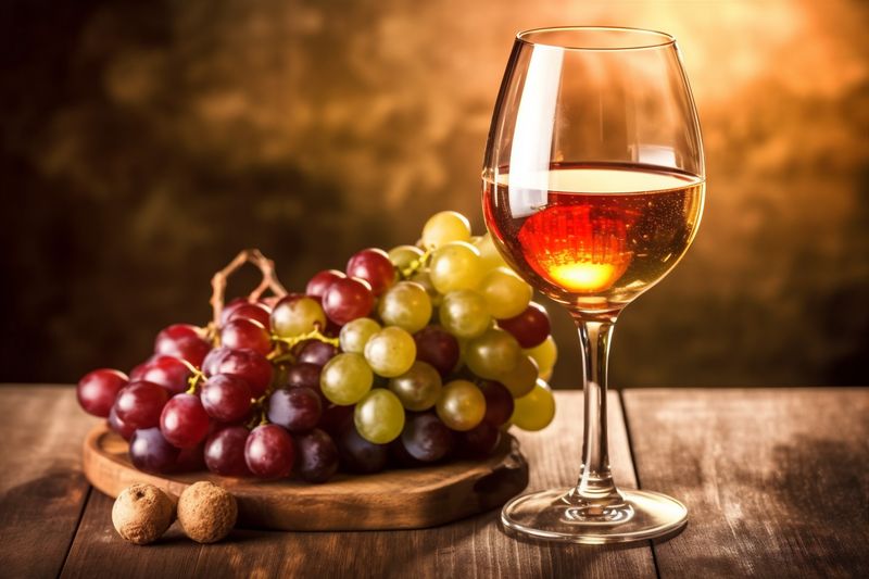 grape glass alcohol food drink bottle winery wine background beverage white. Generative AI.