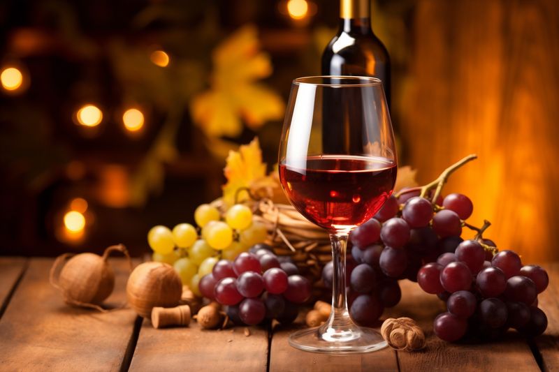 bottle wine grape background food cabernet drink alcohol glass beverage winery. Generative AI.
