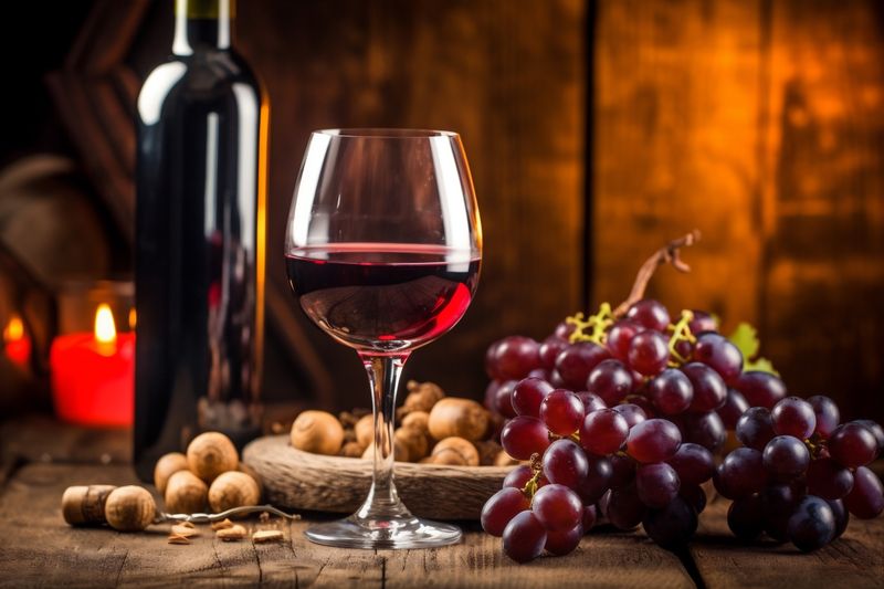 wine bottle background grape drink alcohol old winery food glass beverage. Generative AI.