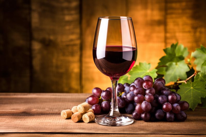 alcohol background wine grape food vine glass drink bottle winery beverage. Generative AI.
