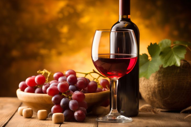 alcohol drink beverage wine bunch winery bottle food glass grape background. Generative AI.