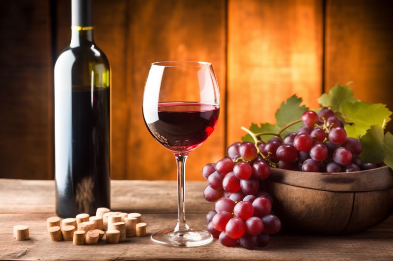 space alcohol copy wine background winery glass drink beverage grape food bottle. Generative AI.