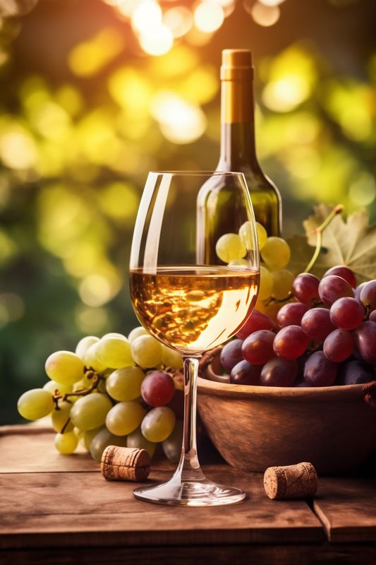 food glass drink beverage grape winery wine background alcohol bottle alcoholic. Generative AI.