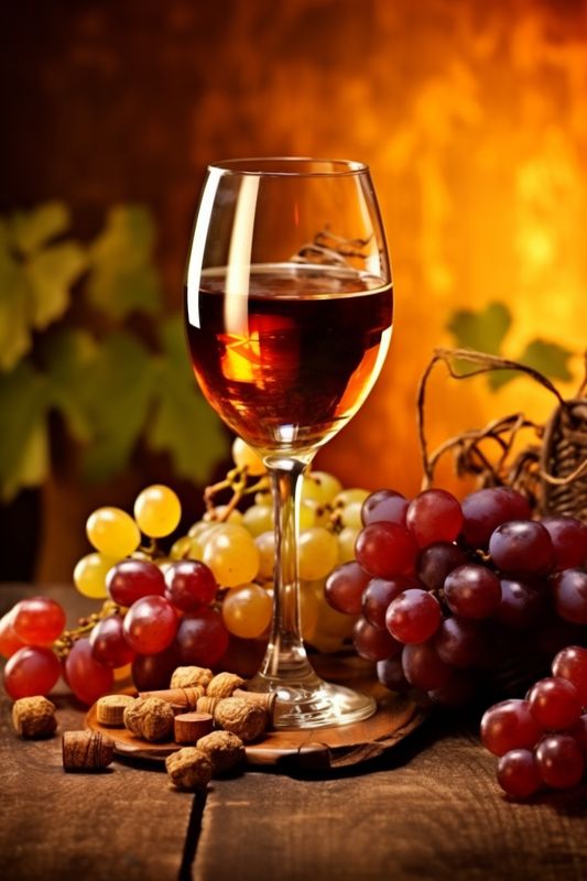 glass drink alcohol grape autumn wine winery food bottle background beverage. Generative AI.