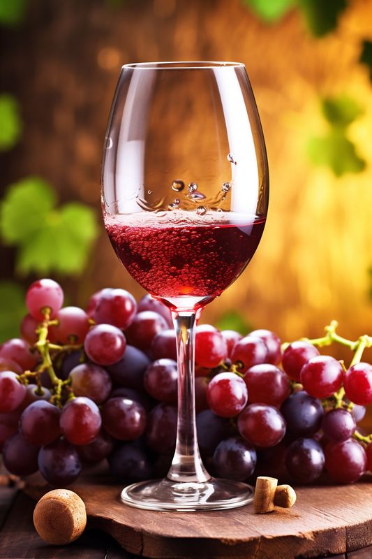 beverage food drink glass autumn wine bottle winery background alcohol grape. Generative AI.