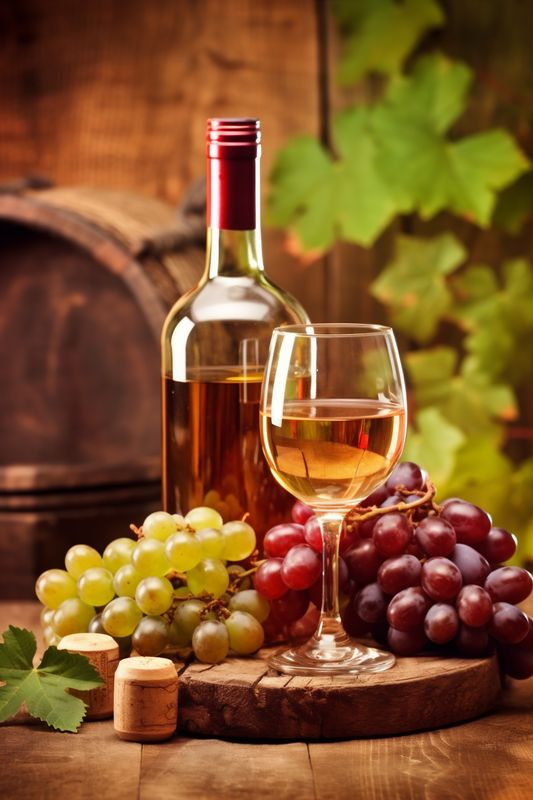 food glass background drink bottle winery alcohol alcoholic grape beverage wine. Generative AI.