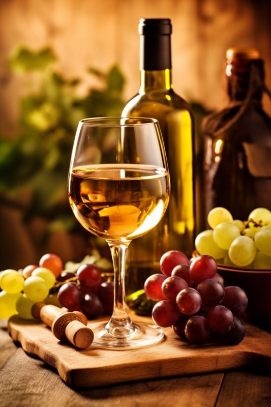 closeup background food winery beverage grape drink alcohol glass wine bottle. Generative AI.