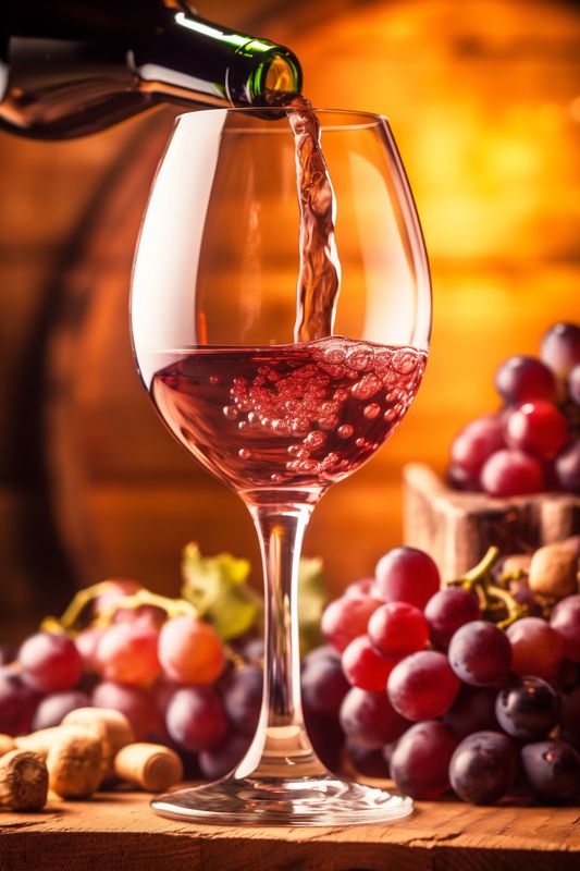 alcohol grape beverage winery bottle glass drink food background party wine. Generative AI.