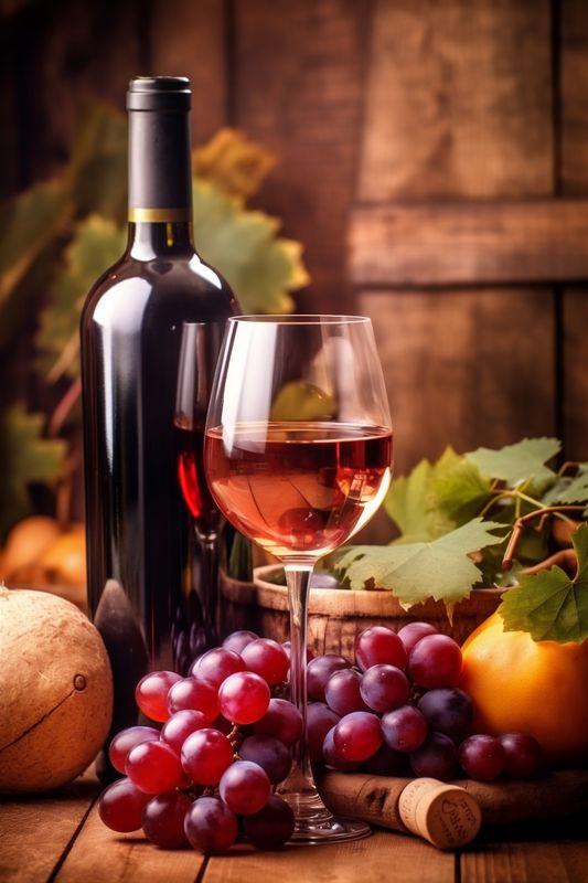 grape background alcohol glass beverage drink winery food wine bottle taste. Generative AI.