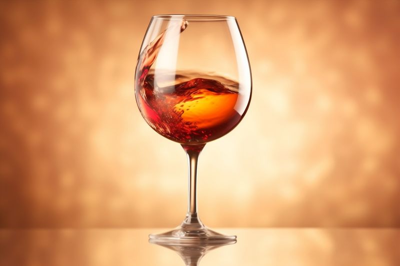 alcohol drink bottle gradient wine red party liquid closeup glass background. Generative AI.