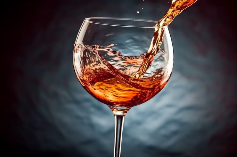 glass party closeup crystal liquid red background drink wine gradient alcohol. Generative AI.