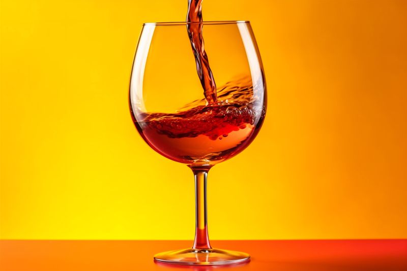 wine closeup gradient liquid glass drink party red background celebration alcohol. Generative AI.