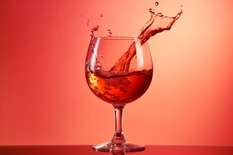 gradient wineglass glass alcohol drink party red background wine closeup liquid. Generative AI.