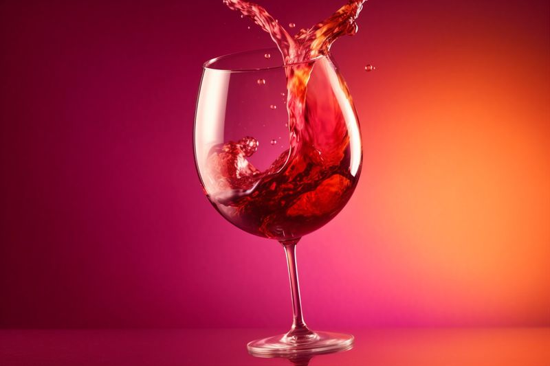 background alcohol red wine glass drink taste liquid party closeup gradient. Generative AI.