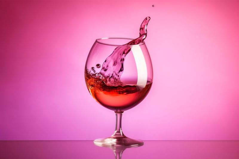 drink gradient event closeup party wine alcohol glass liquid red background. Generative AI.