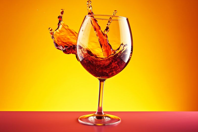 gradient red closeup glass liquid drink background wine merlot party alcohol. Generative AI.