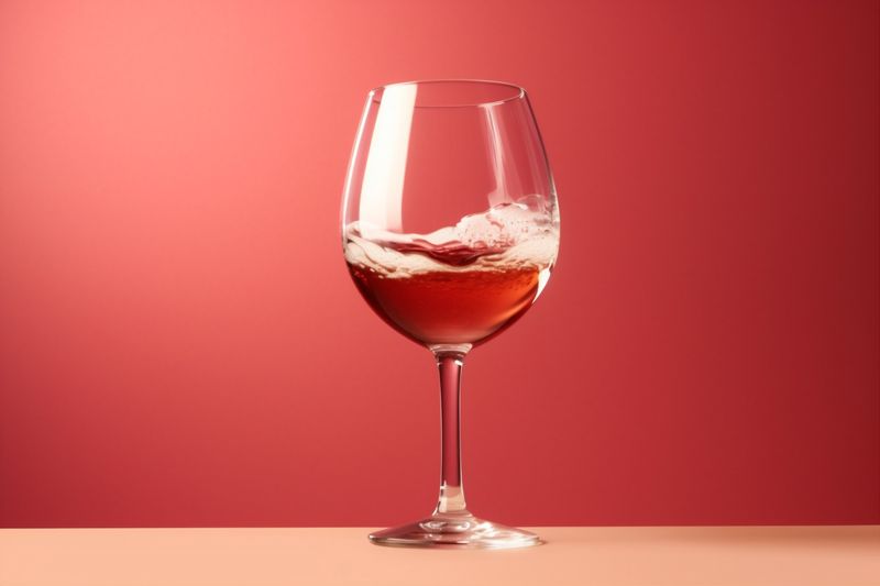 alcohol wine red background holiday closeup drink liquid gradient party glass. Generative AI.