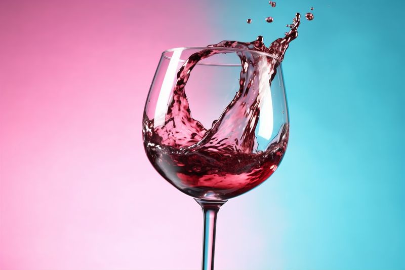 gradient red party glass wine alcohol liquid background white closeup drink. Generative AI.