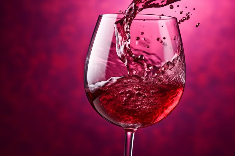 alcohol wine gradient glass liquid closeup white background party drink red. Generative AI.