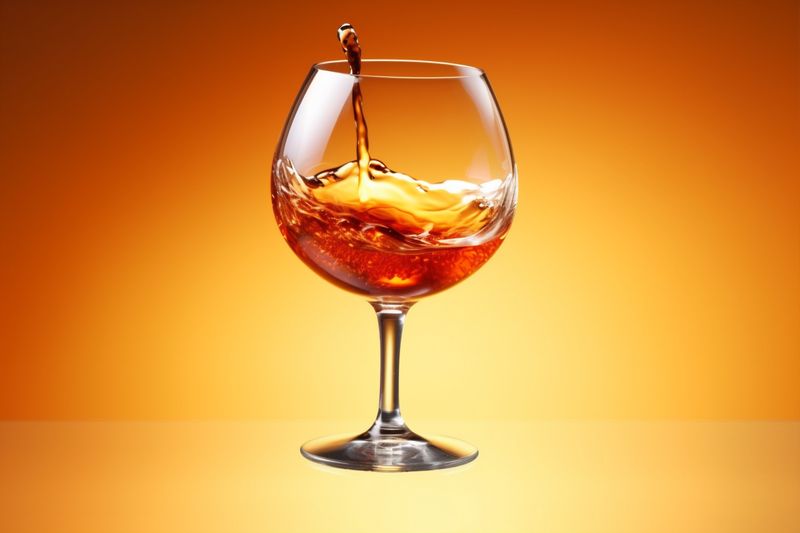 glass party wine bar liquid closeup drink alcohol background red gradient. Generative AI.