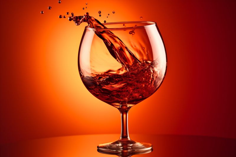 drink bottle wine gradient glass background liquid red alcohol closeup party. Generative AI.