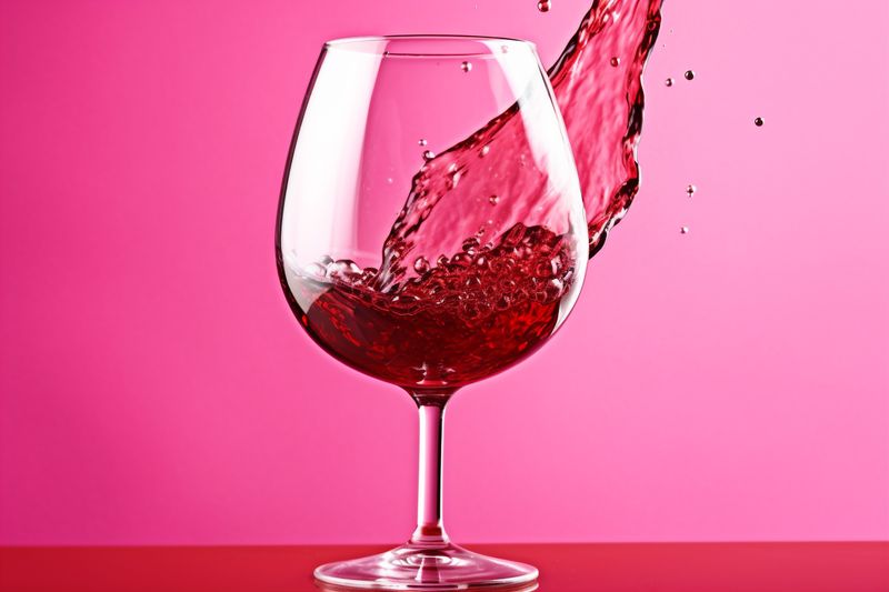 closeup glass gradient red background drink party liquid wine celebration alcohol. Generative AI.