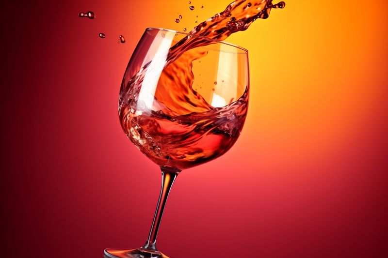 alcohol closeup background drink liquid epicure party gradient red glass wine. Generative AI.