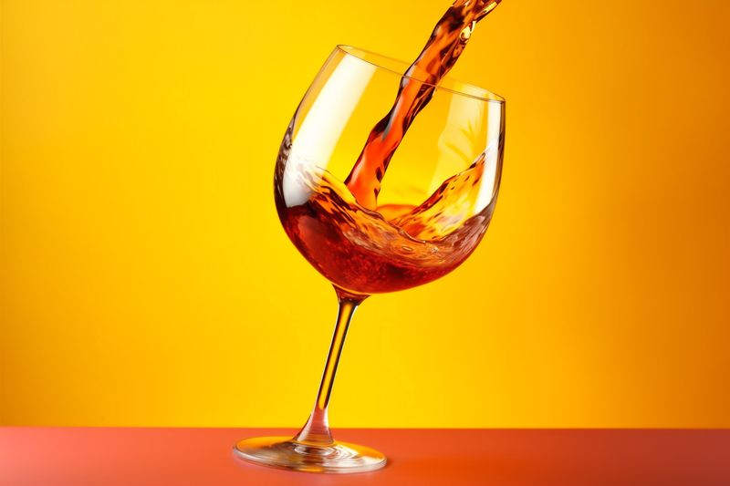gradient drink liquid glass background party closeup alcohol light red wine. Generative AI.