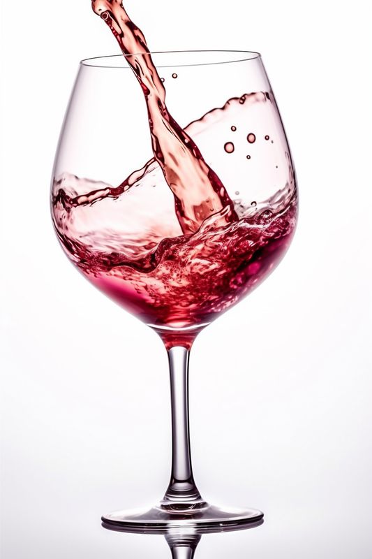 celebration red background gradient alcohol wine glass drink liquid closeup party. Generative AI.