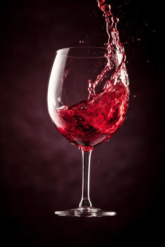 red gradient wineglass liquid glass drink party alcohol closeup wine background. Generative AI.