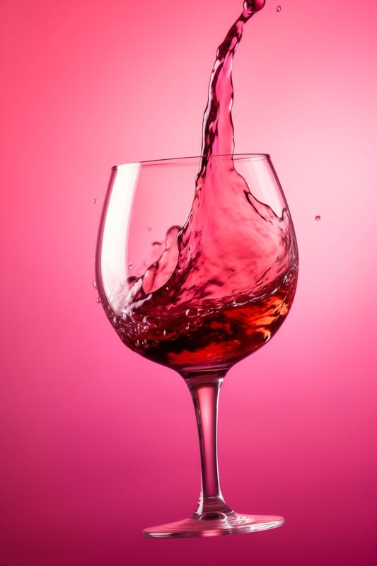 alcohol glass party background drink red closeup gradient celebrate wine liquid. Generative AI.