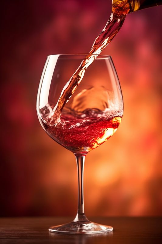 glass party wine gradient red drink beverage closeup alcohol background liquid. Generative AI.