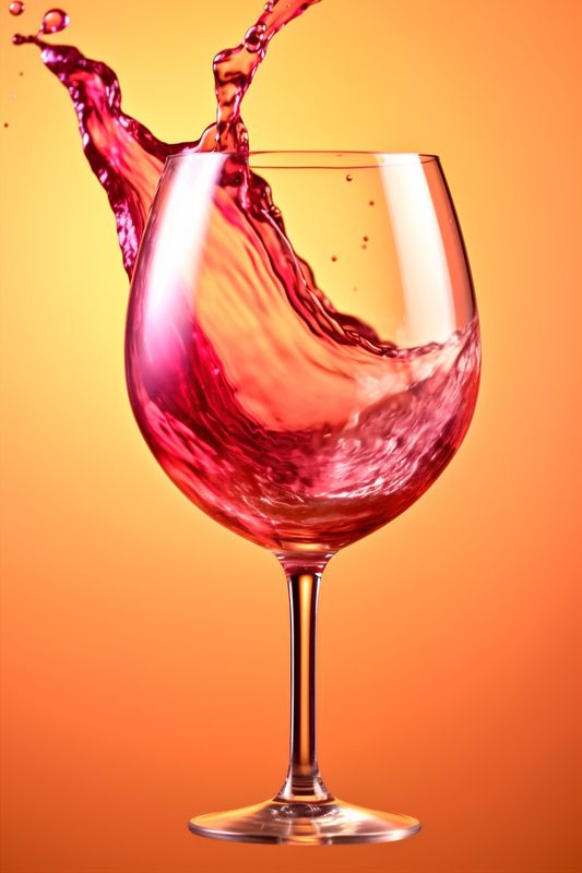 closeup party eatery glass wine background drink liquid alcohol red gradient. Generative AI.