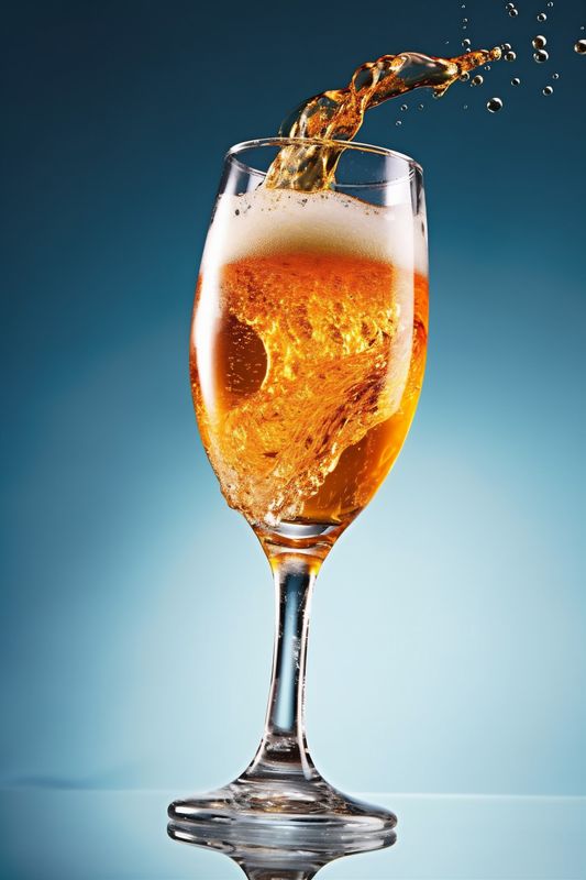 isolated beer drink splash glass alcohol bubble gradient background foam cold. Generative AI.