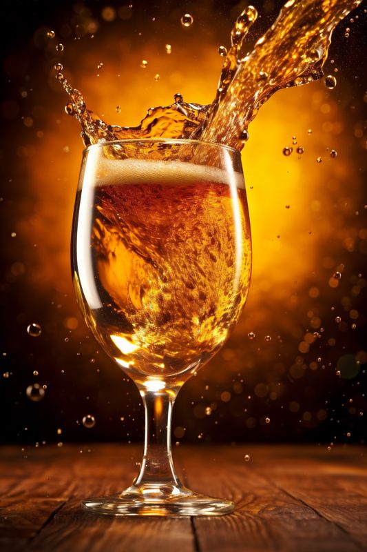 splash cold beer drink glass gradient squirt foam background bubble alcohol. Generative AI.