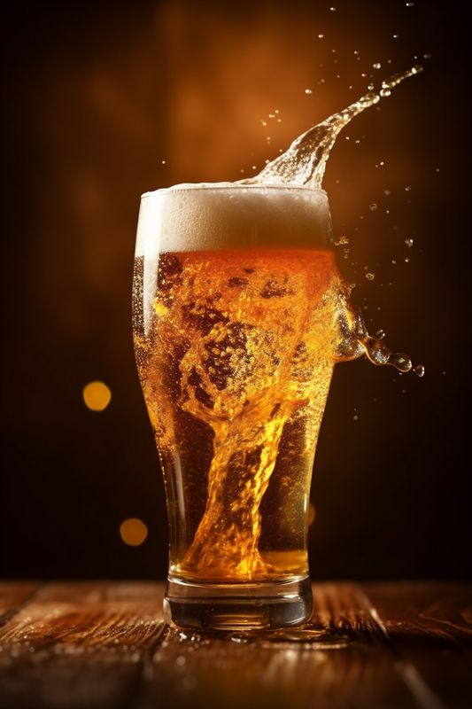 gradient alcohol cold bubble background beer glass drink splash foam beverage. Generative AI.