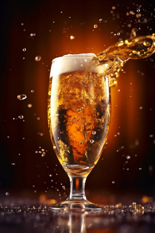 alcohol beer splash glass bubble cold party drink gradient foam background. Generative AI.