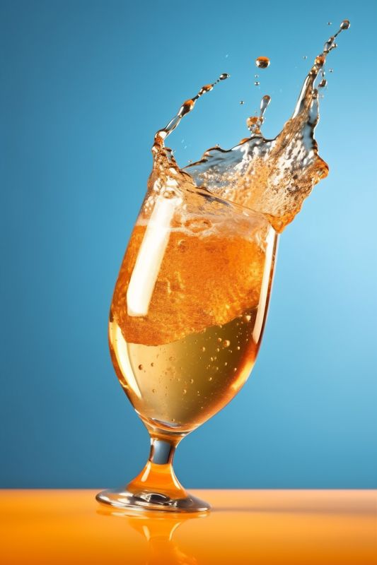 cold drink glass liquid bubble background splash beer foam gradient alcohol. Generative AI.