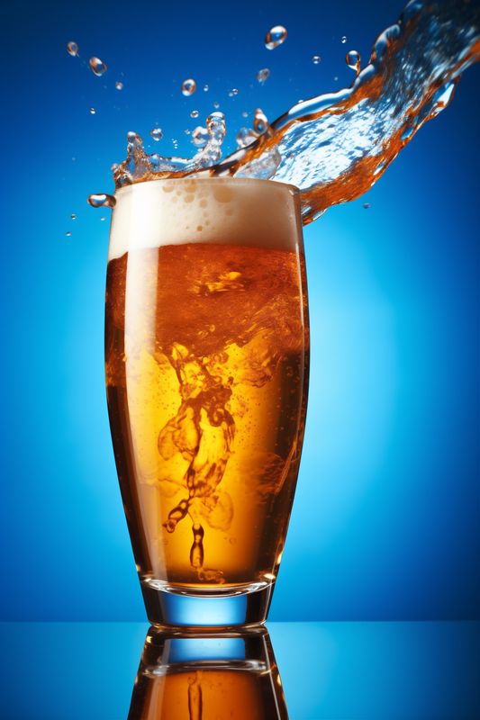 gradient beer bubble drink glass background alcohol foam fresh splash cold. Generative AI.
