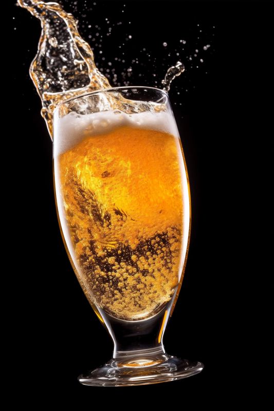 liquid foam beer splash alcohol drink background glass gradient cold bubble. Generative AI.