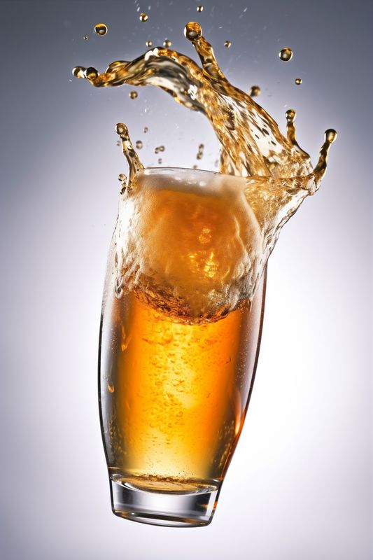 bubble cold splash beer gradient lager alcohol drink foam glass background. Generative AI.