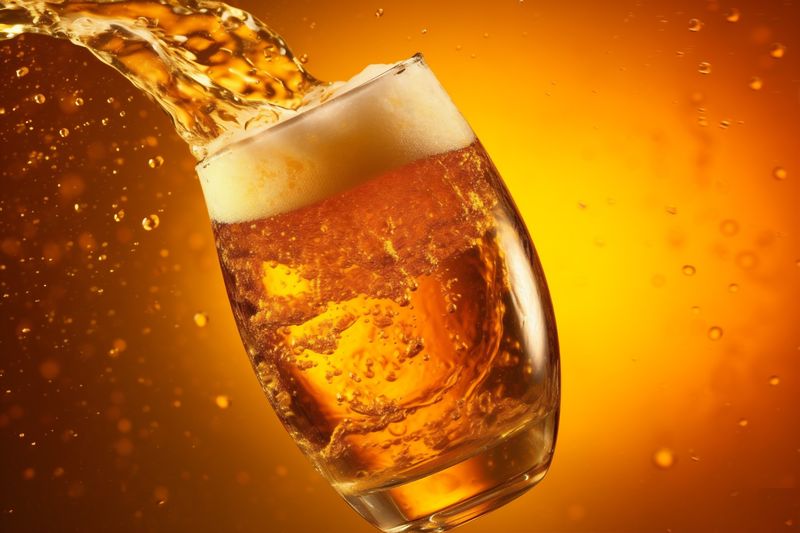 drink background bubble beer glass gradient splash foam cold alcohol celebration. Generative AI.