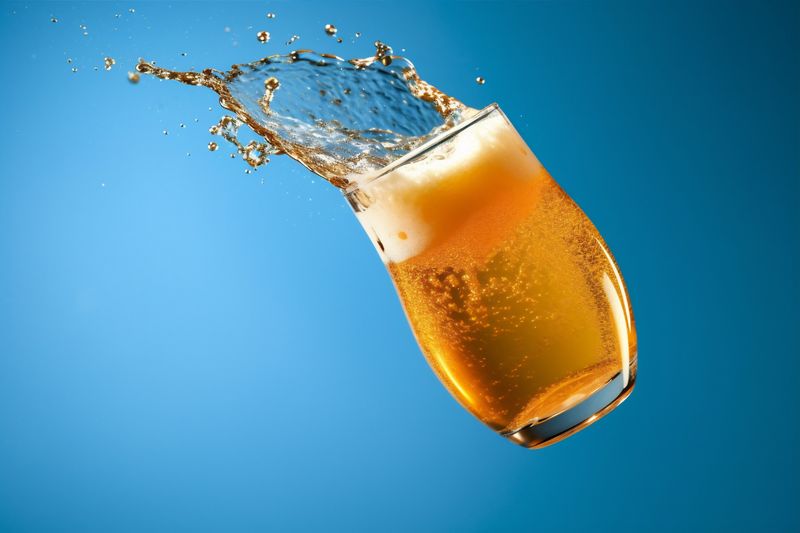 foam glass alcohol drink bubble object gradient background beer splash cold. Generative AI.
