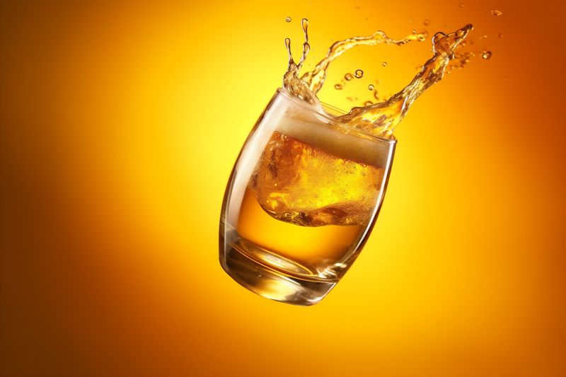 splash glass bubble background foam gradient alcohol cold beer closeup drink. Generative AI.