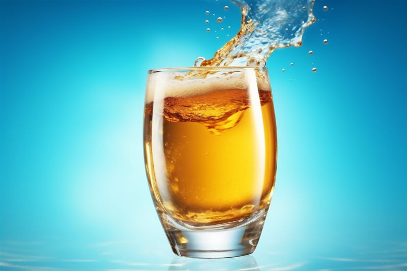 drink alcohol foam gradient bubble splash background cold white glass beer. Generative AI.