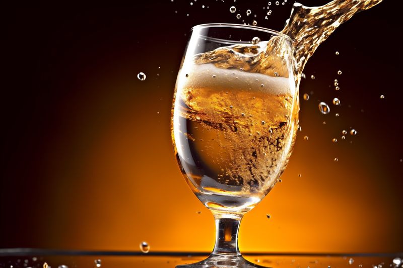 foam bubble background gradient drink glass bokeh splash alcohol beer cold. Generative AI.