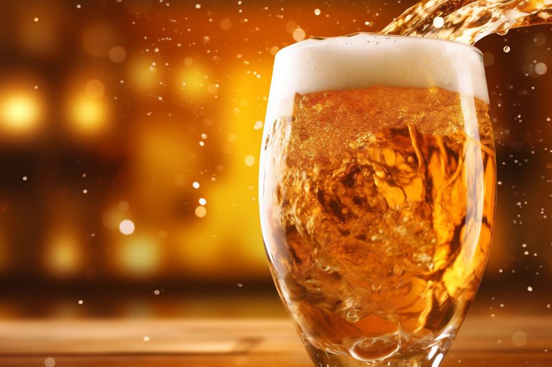gradient bar splash alcohol bubble background glass drink beer foam cold. Generative AI.