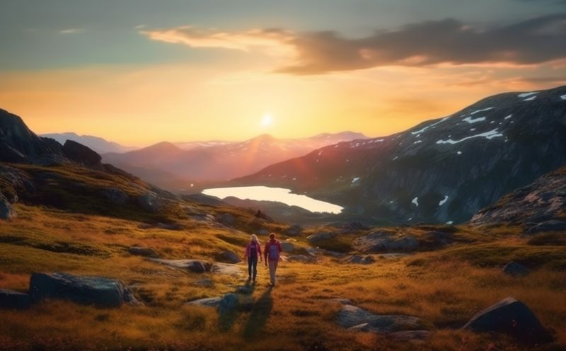 man travel group tourist activity walking mountain trekking nature lifestyle hiking. Generative AI.