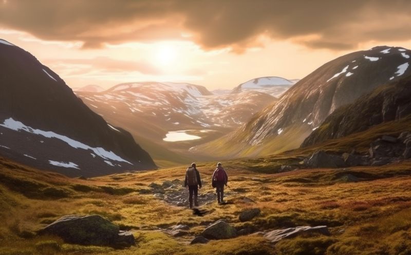 man nature mountain trekking lifestyle together tourist hiking group walking travel. Generative AI.